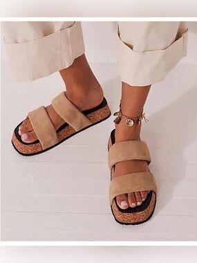 Free People Fairmount Flared Sandals Women's 8.5 M Taupe Slide
